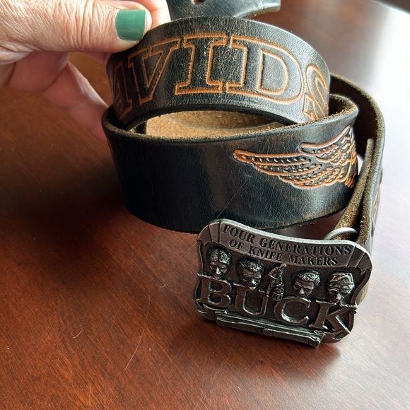 Motor Harley Davidson Cycle leather belt Owl brand sz 36 metal buckle leather - Picture 15 of 17